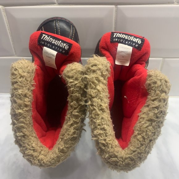 babyGap toddlerThinsulate boys boots size 11 brown sherpa - Picture 4 of 7